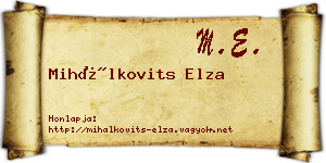 Mihálkovits Elza névjegykártya